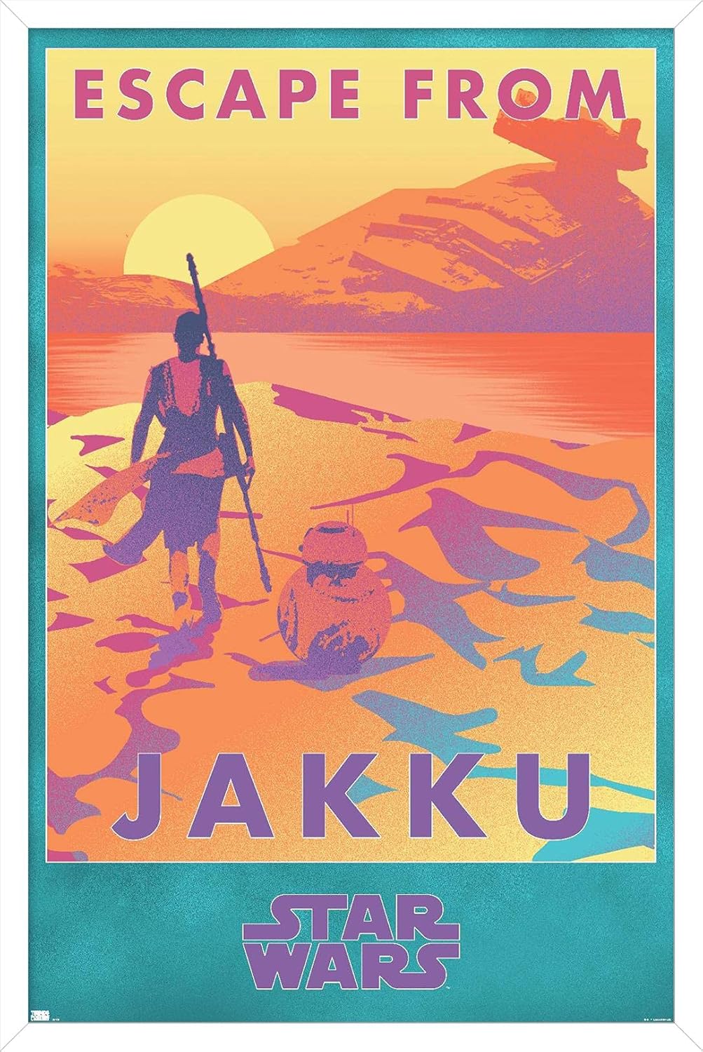 Trends International Star Wars: Jakku - Escape from Jakku Wall Poster, 34L x 22.4W, White Framed Version