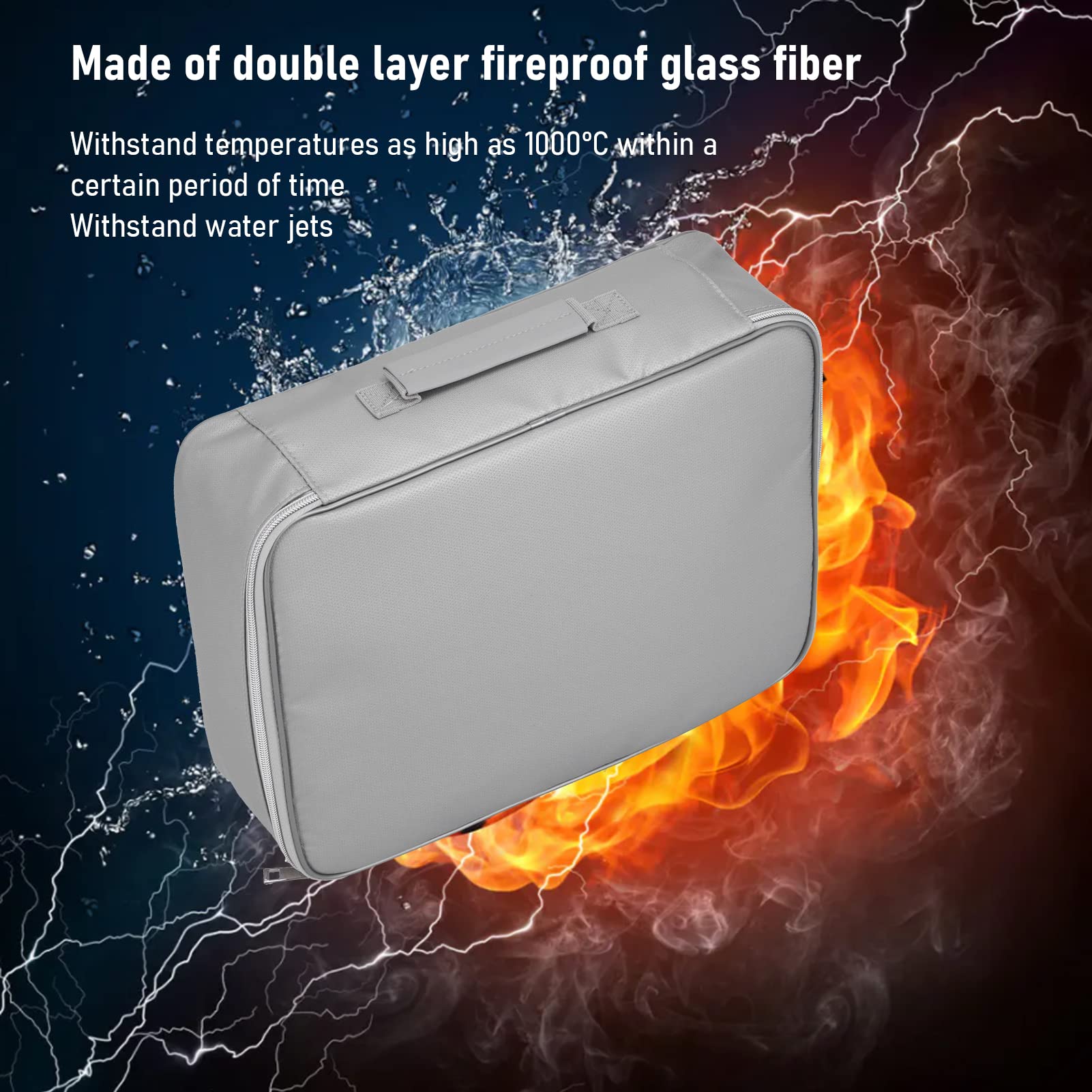 Cyrank Bolsas organizadoras de Archivos, Bolsa de Documentos ignífuga, Bolsa de Documentos ignífuga, Impermeable, portátil, de Gran tamaño, Organizador de Archivos de múltiples Capas(Plata)