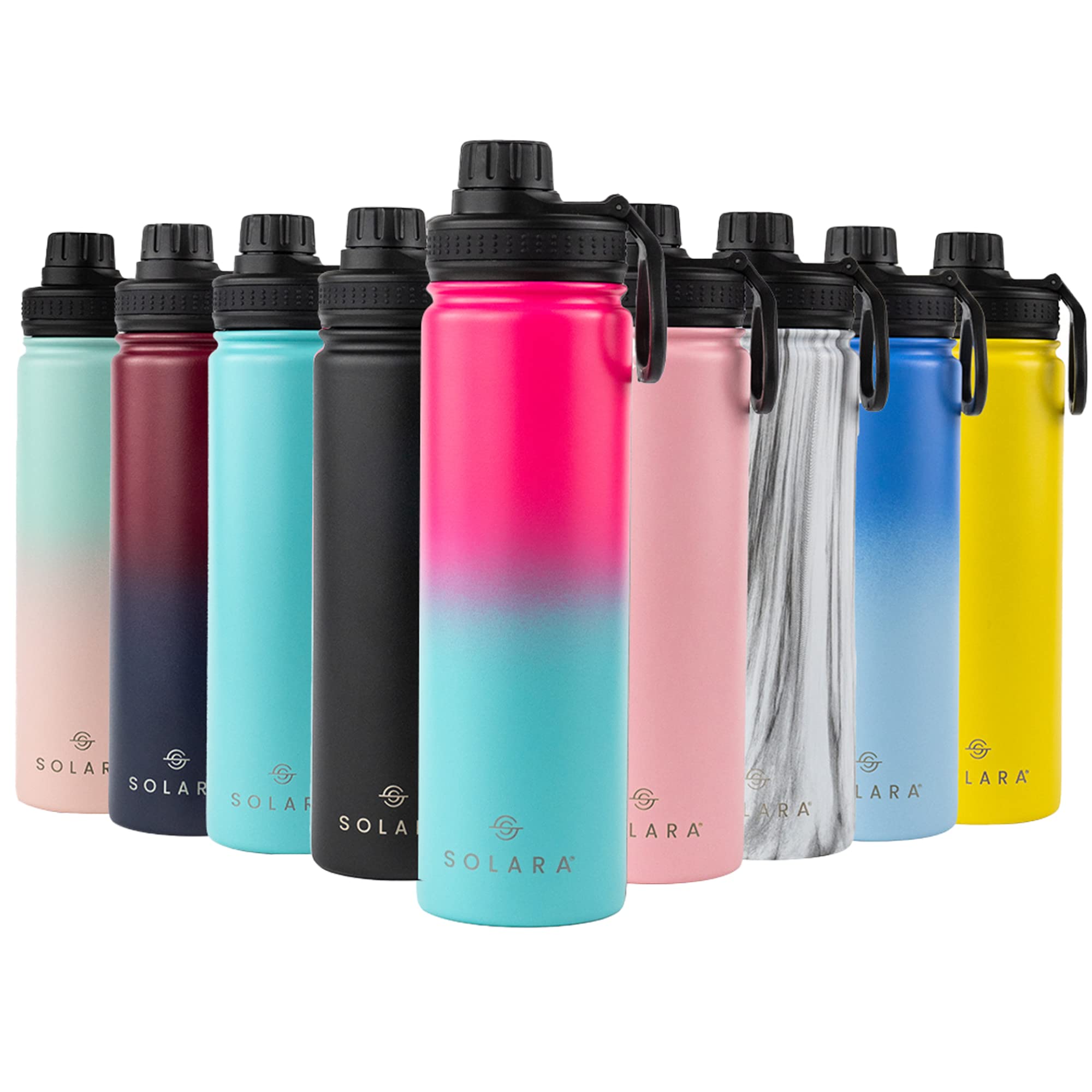 SOLARA Insulated Bottle | Hot and Cold Water Bottle | Stainless Steel Water Bottles | Hot and Cold Sipper Bottle | Pink Aqua