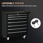 HOMCOM Rolling Tool Chest, 7-Drawer Lockable Tool Cabinet with 4 Wheels, Handle, Toolbox Storage Organizer for Garage, Workshop, Repair Shop, Black