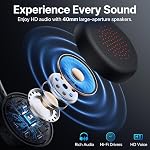 Bluetooth Headset with Microphone, Wireless Bluetooth 5.4 Over Ear Headphones with Multipoint Connection, Adjustable Mic, Work Headset for Laptop, Office, Zoom, Cell Phone, Black