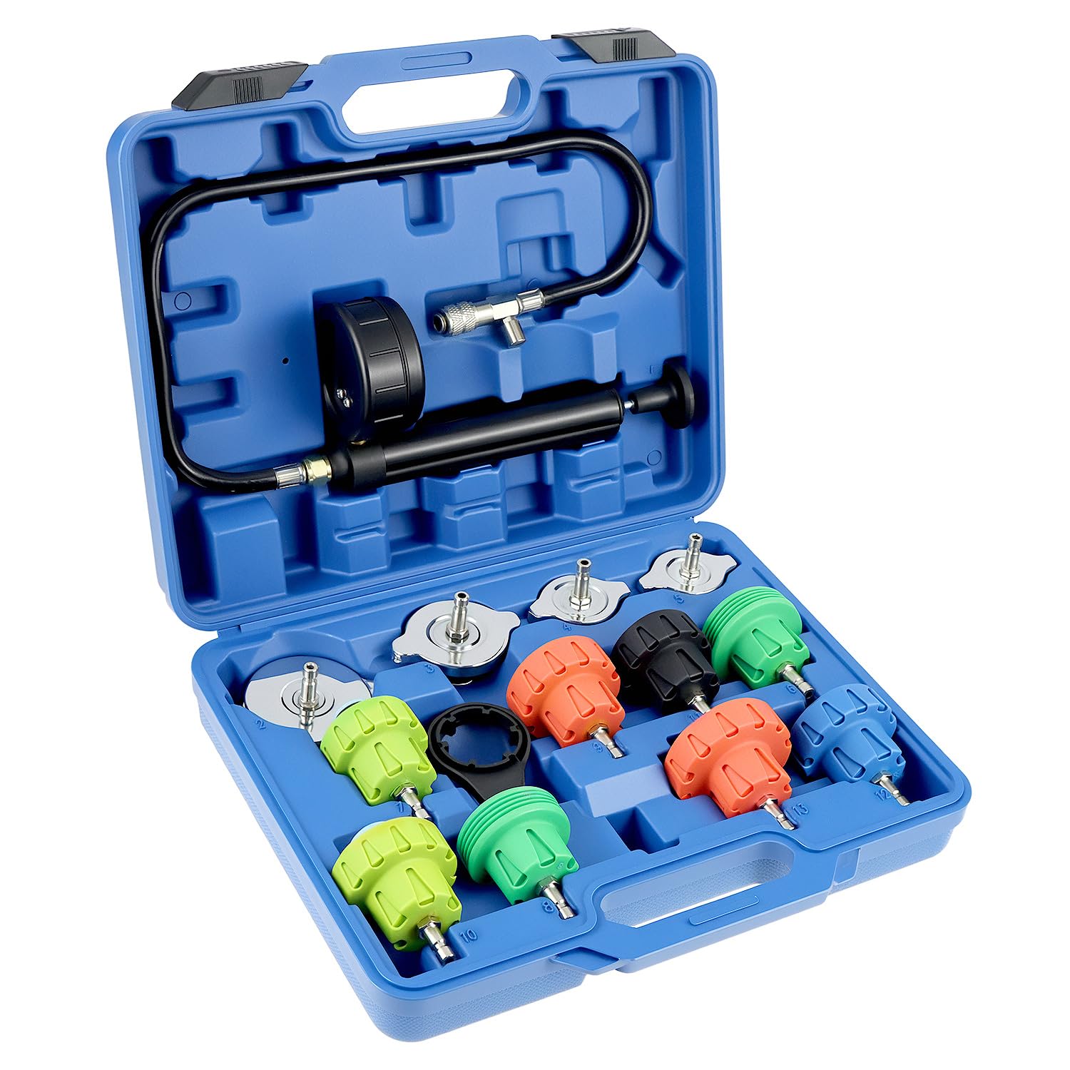 QWORK® Kit Tester Pressione Radiatore Rilevatore Perdite Pompa Sistema di Raffreddamento