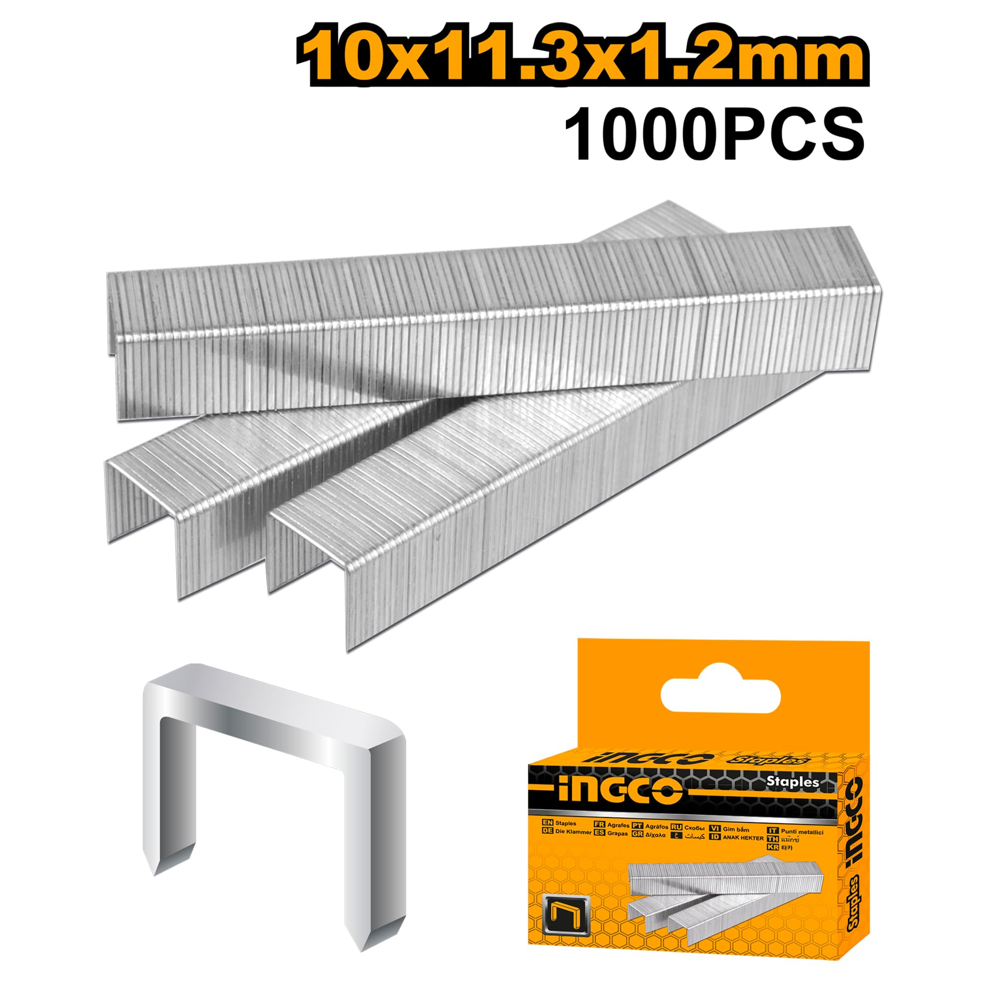 Ingco STS0210 Staple Pin 10x11.3x1.2mm Big Size Stapler Pins for Wood, Fixing Material, Decoration & Carpentry