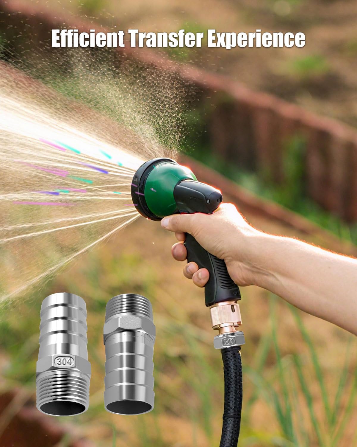 2Pcs Stainless Steel Hose Barb Fitting 1-1/4" Barb to 1" NPT Male Adapter Compatible with Water and Fuel