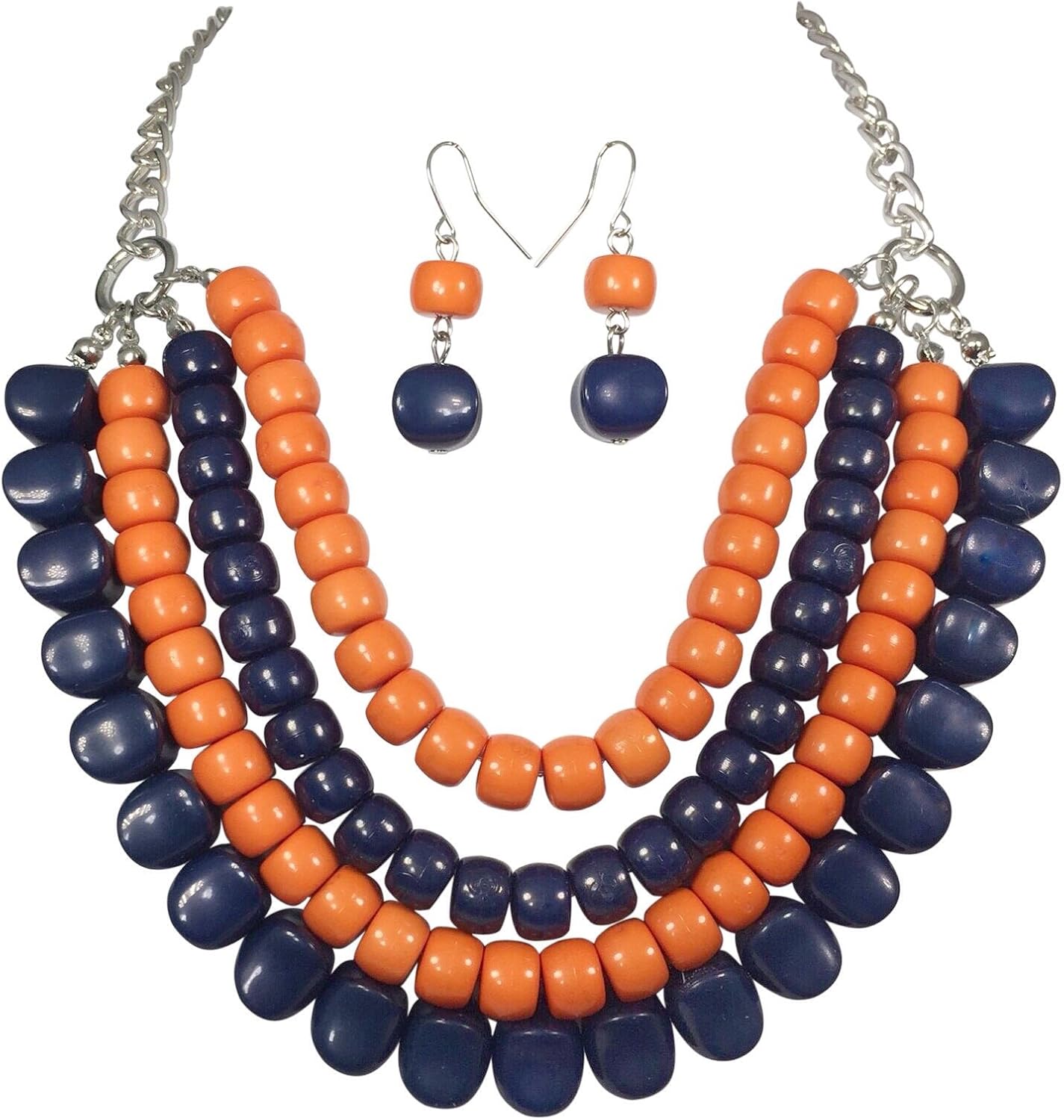 Gypsy Jewels 4 Row Layered Bib Beaded Statement Necklace & Earrings Set