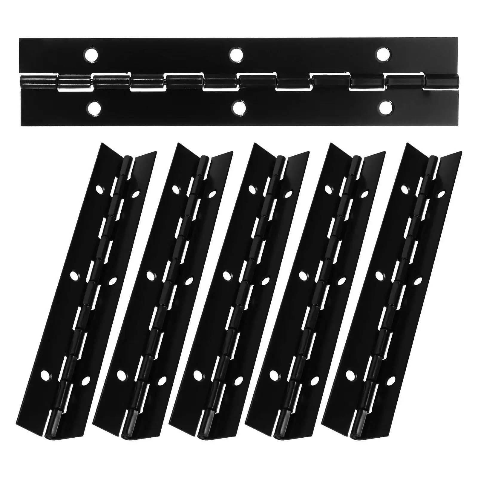 Bisagras de piano de alta resistencia, 11 bisagras de piano de hierro continuo de alta resistencia, color negro, 15 x 3 x 0,1 cm