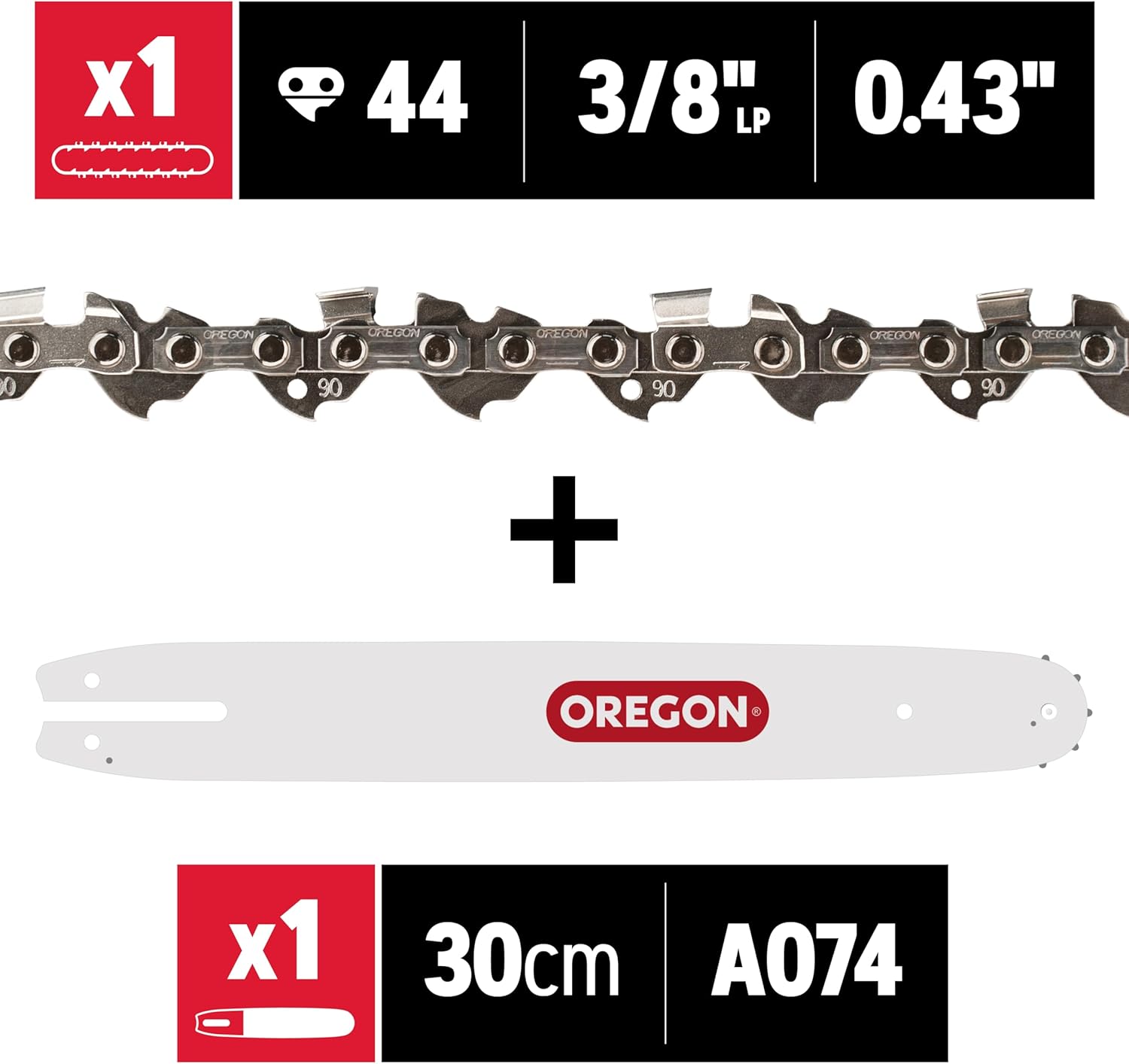 Oregon 12-Inch Replacement Chainsaw Bar & R44 Chain, 3/8" Pitch, .043" Gauge, 44 Drive Links, Fits Various Models Of Stihl (540389)