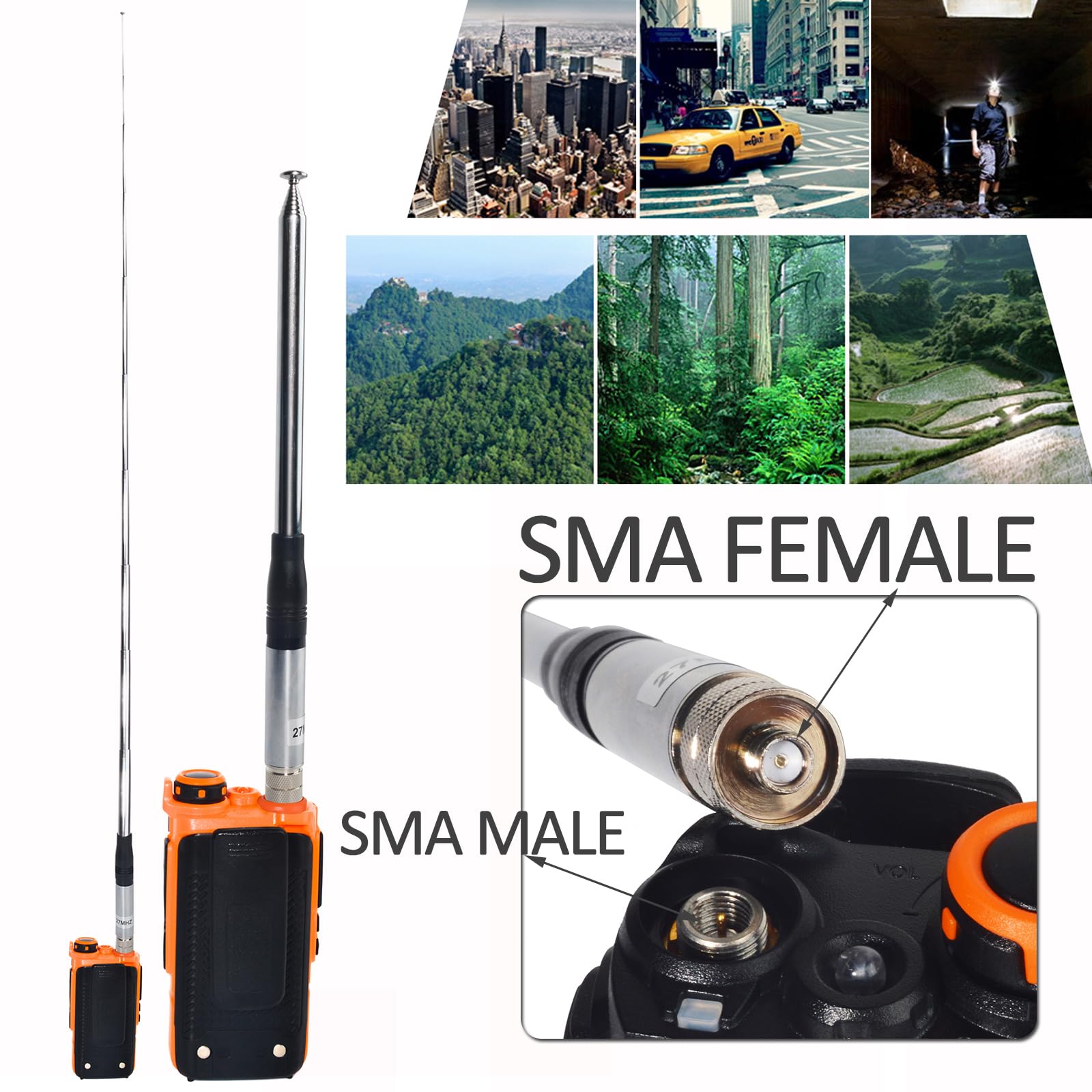 Antenne CB 27 MHz Portable - Compatible Quansheng UV-K5/K6, TK-11 - Connecteur SMA Femelle, 42 Cm