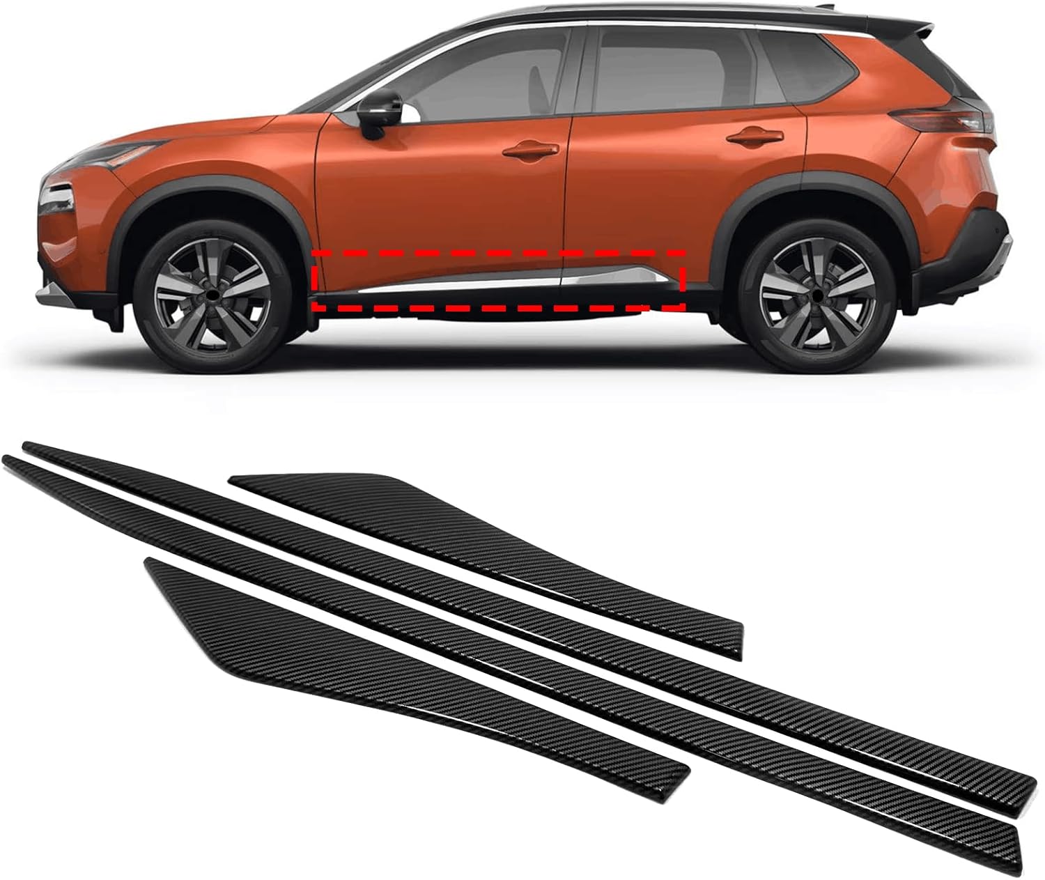 Car Body Side Door Molding Cover Trim, for Nissan Rogue 2021 2022 2023 2024 2025 Accessories, Stainless Steel Auto Parts Chrome 4PCS Set (Silver)