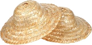 Baluue 2piezas Mini Sombreros De Paja Tejidos para Muñecas Adornos Decorativos Rústicos para Fotografía y Manualidades Color Marrón