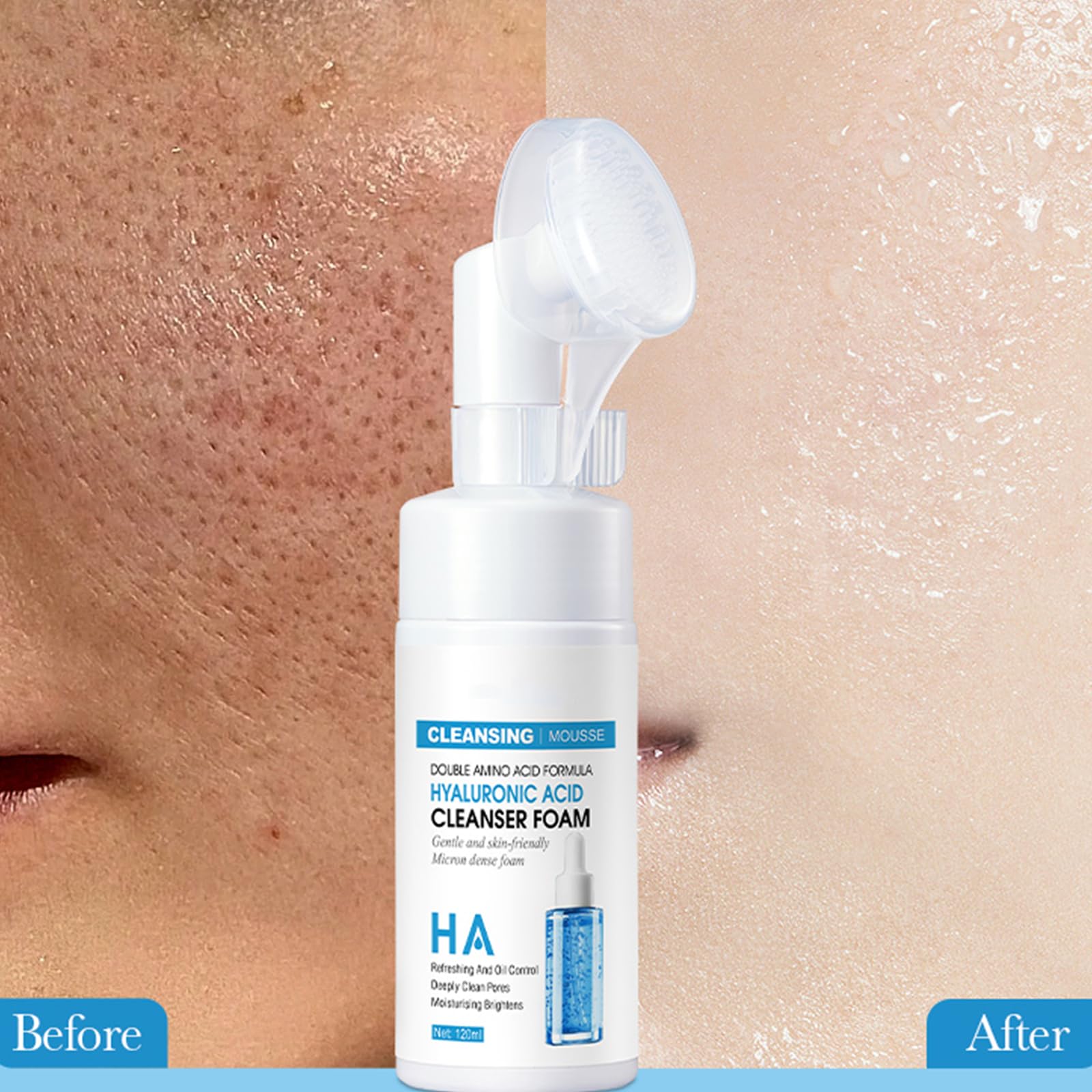 Mousse detergente, schiuma detergente fine organica, cosmetici naturali Schiuma detergente per il viso Schiuma detergente idratante per il viso