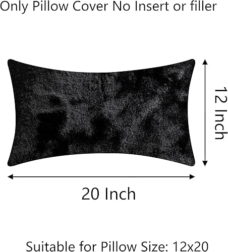 Miniatura 3 de Demetex Juego de 2 fundas de almohada lumbares de 12 x 20 pulgadas, fundas de almohada rectangulares suaves de felpa decorativas para sofá y