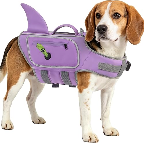 Sheripet Dog Life Jacket Shark, Good Visibility Dog Life Vest for Swimming