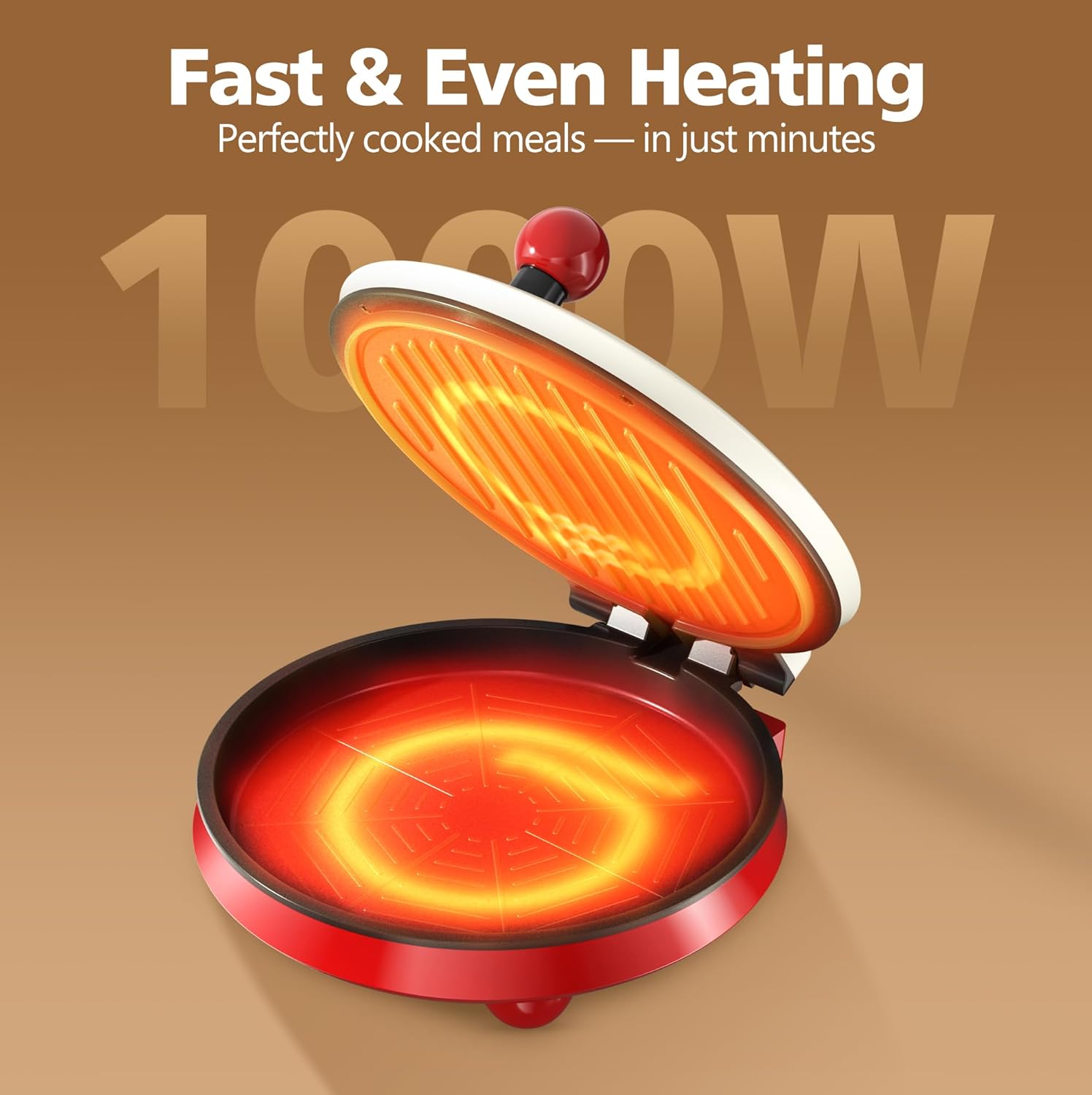 Small Electric Pancake Griddle - CACHOO 8'' Round Electric Griddle Nonstick with On/Off Switch, 180° Open Indoor Grill/Press Maker for Paninis, Quesadillas, Burgers, Omelettes, Thin Pizzas 8-inch image 2 of 7 B0F8B9323Y