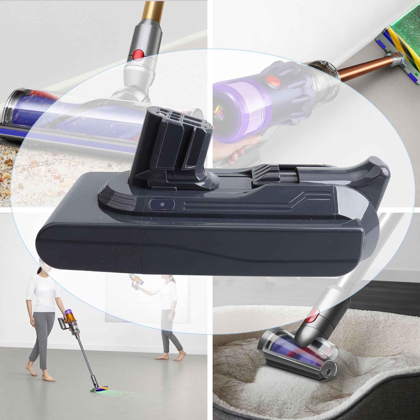 Batería de Repuesto de Iones de Litio Dyson V12 de 25,2 V y 3900 mAh, Compatible con aspiradora de Mano Dyson V12 Detect Slim SV20 SV30 SV35 SV46 965470-01 484607 (botón Rojo de Clic).