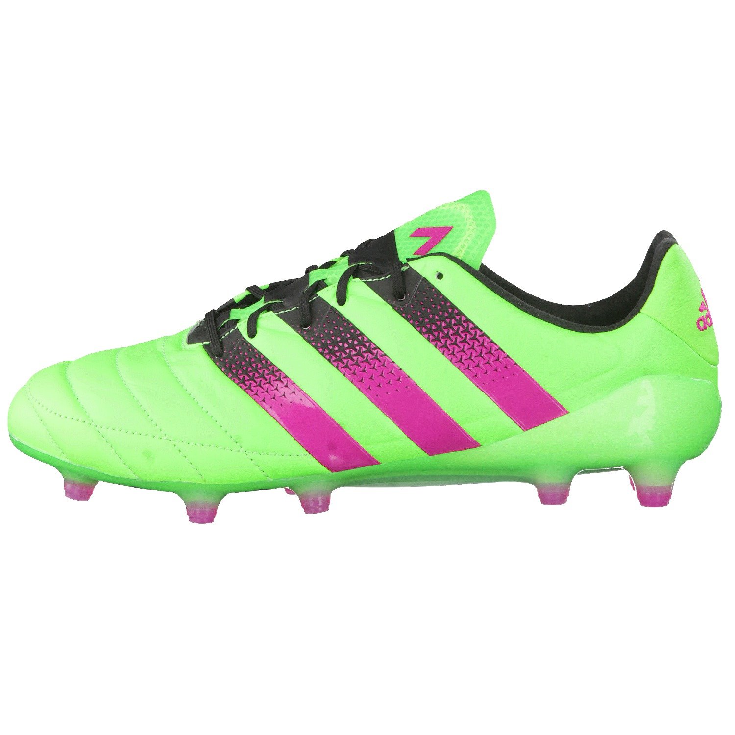 adidas Męskie buty do piłki nożnej Ace 16.1 Fg/Ag Leather, zielony - Zielony Solar Green Shock Pink Core Black - 45 1/3 EU