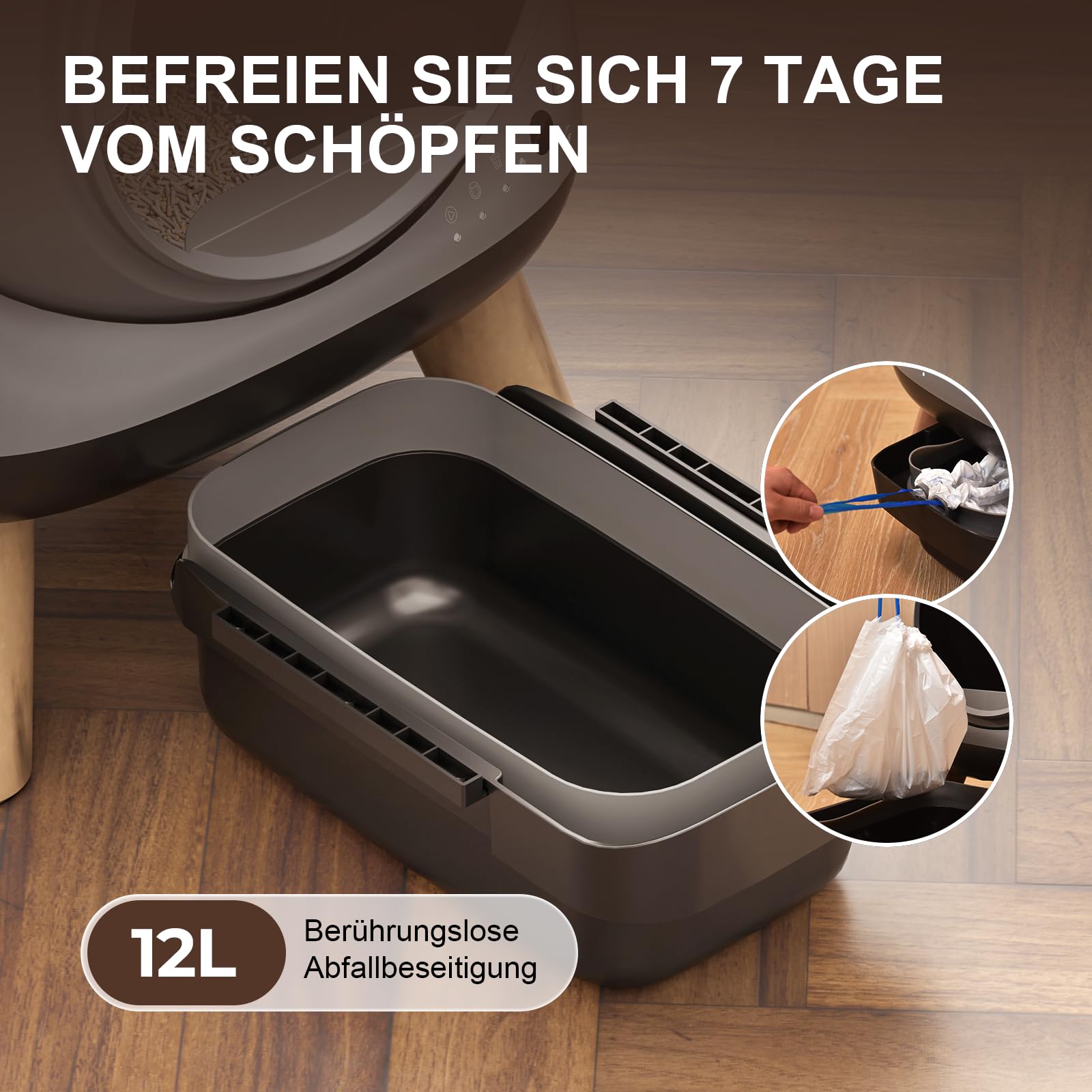 ELS PET Extragroße Selbstreinigende Katzentoilette mit Sicherheitsarm & App