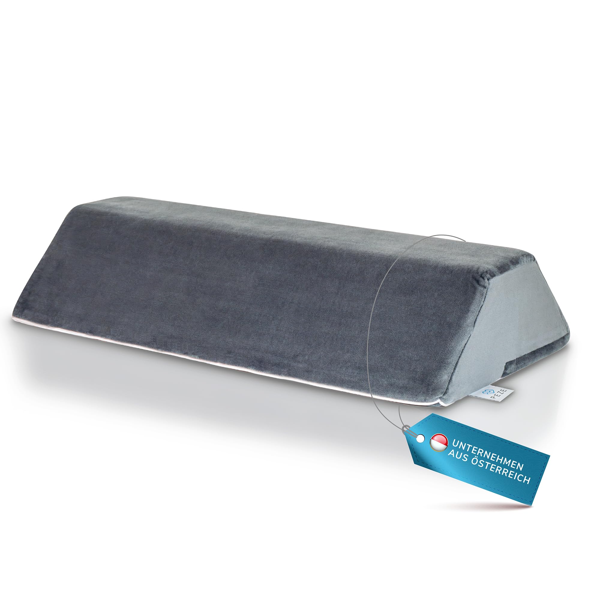 PEZE® Rückenkissen für Bett & Sofa (grau) Keilkissen & Lesekissen für Erwachsene - Kissen Knie, Beine, Rücken, Dekubitus - Bettsitzkissen zum Anlehnen & Hochlagern - orthopädisches Rückenstützkissen