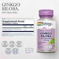 Vista 2 de SOLARAY One Daily Ginkgo Biloba Extracto de hoja Circulación sanguínea saludable, apoyo a la memoria y la función cerebral (60 cápsulas vegetales)