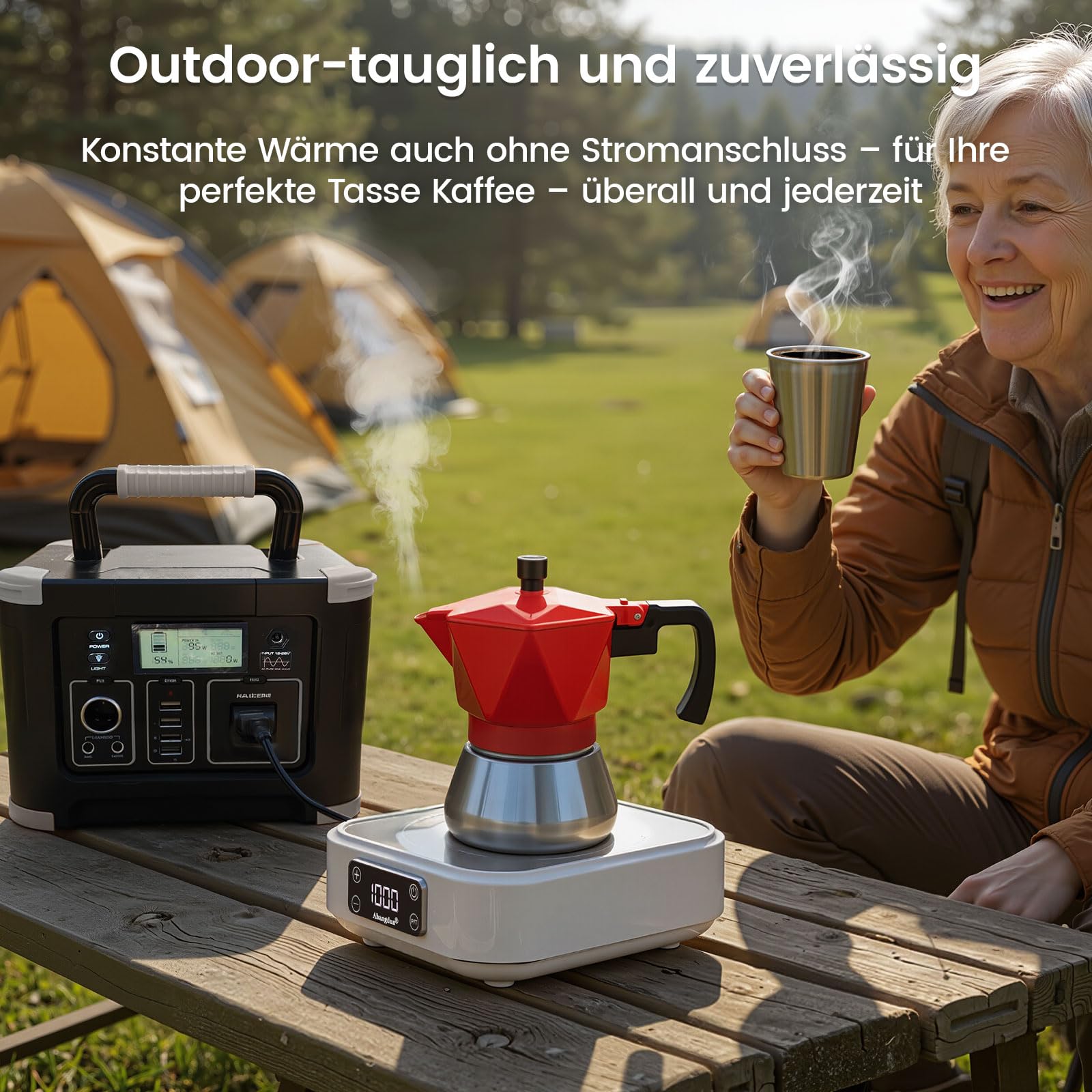 Mini plaque à induction 1000W, plaque induction portable 1 feu, table de cuisson induction avec 7 niveaux de puissance, plaque de cuisson electrique induction pour camping-car et camping (AJ350)