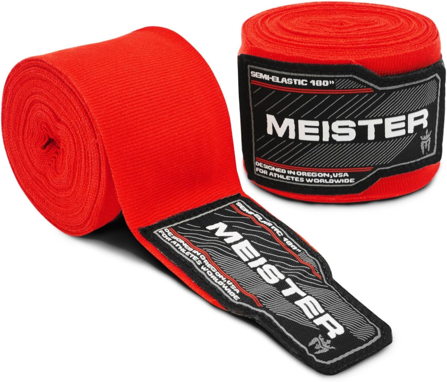 Meister Adult 180" Semi-Elastic Hand Wraps for MMA & Boxing (Pair)
