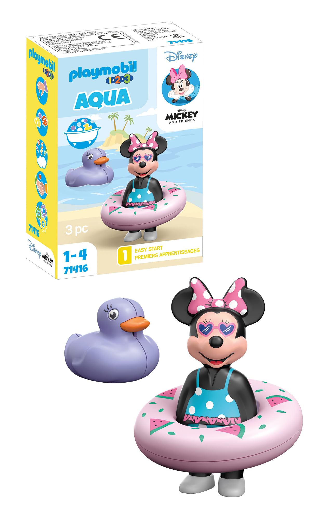 71416 1.2.3 AQUA & Disney: Minnie's Beach Trip, educational toys for toddlers, gifting toy and fun imaginative role-play, playsets for children ages 12 months+