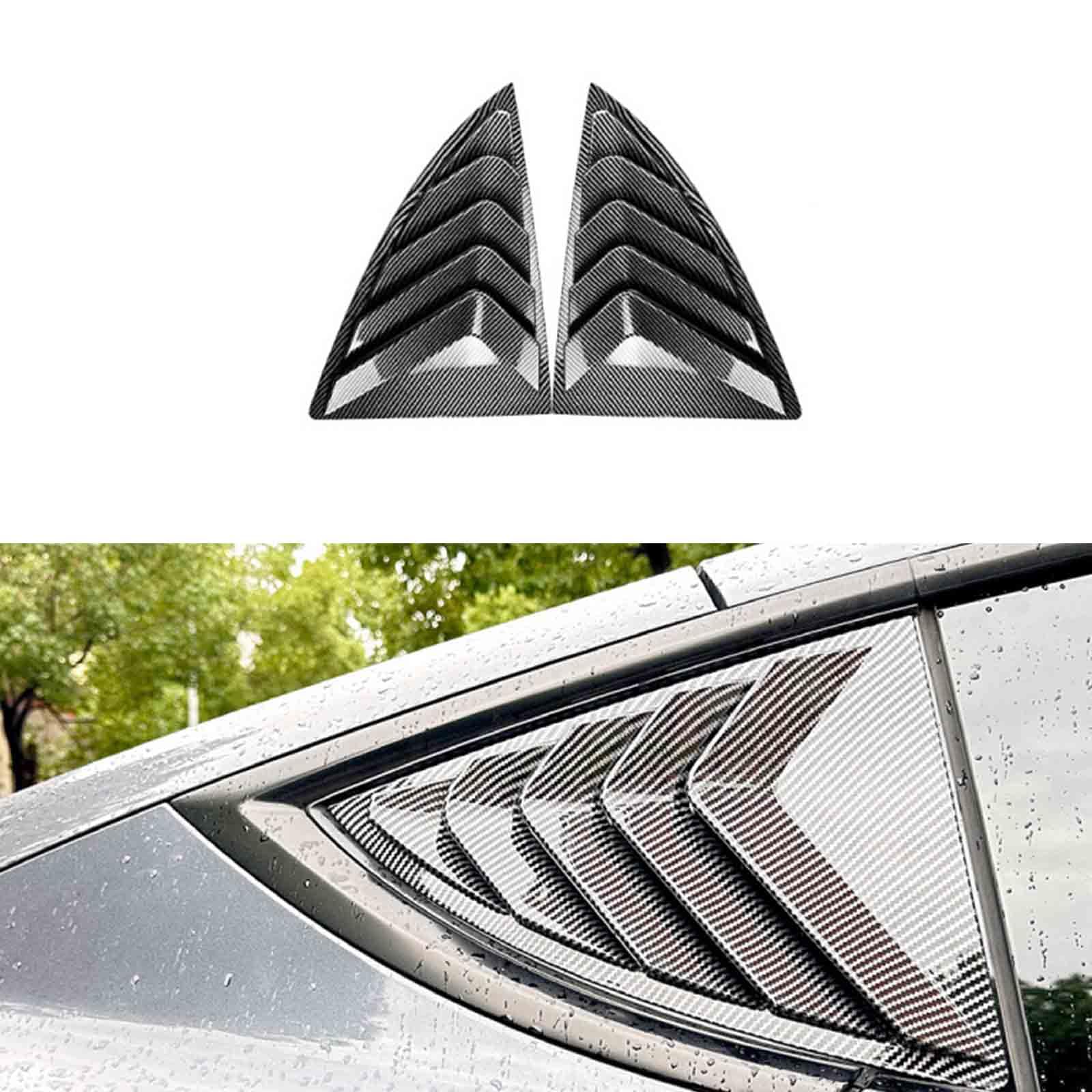 YPFYBHD Rear Window Louver Shutter, Compatible with Tesla Model Y 2019+, 2Pcs Triangle Blinds, Side Vent Panel Decoration Cover, Carbon Fiber Look