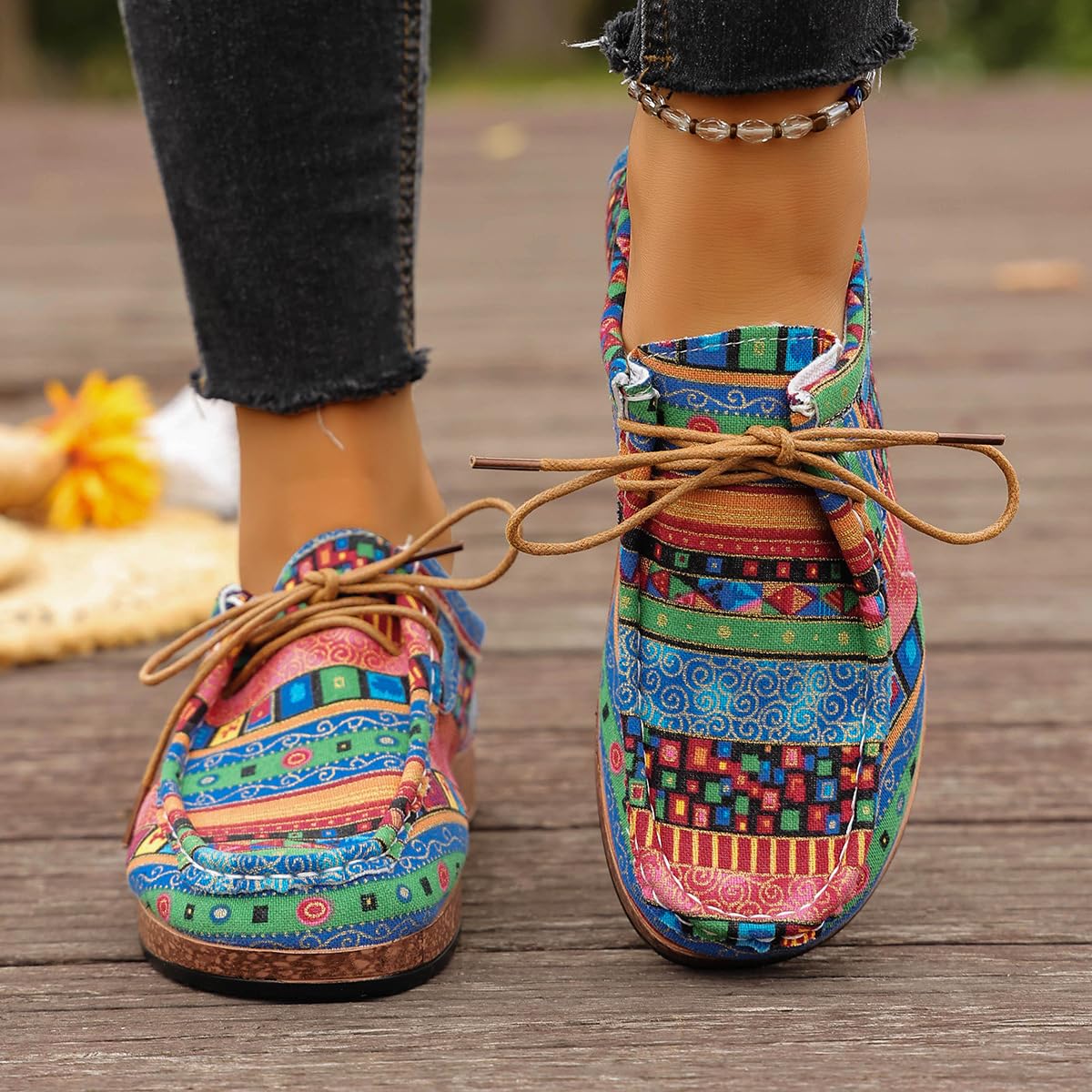 Zapatillas de lona cómodas con plataforma para mujer, Green, 39.5 EU