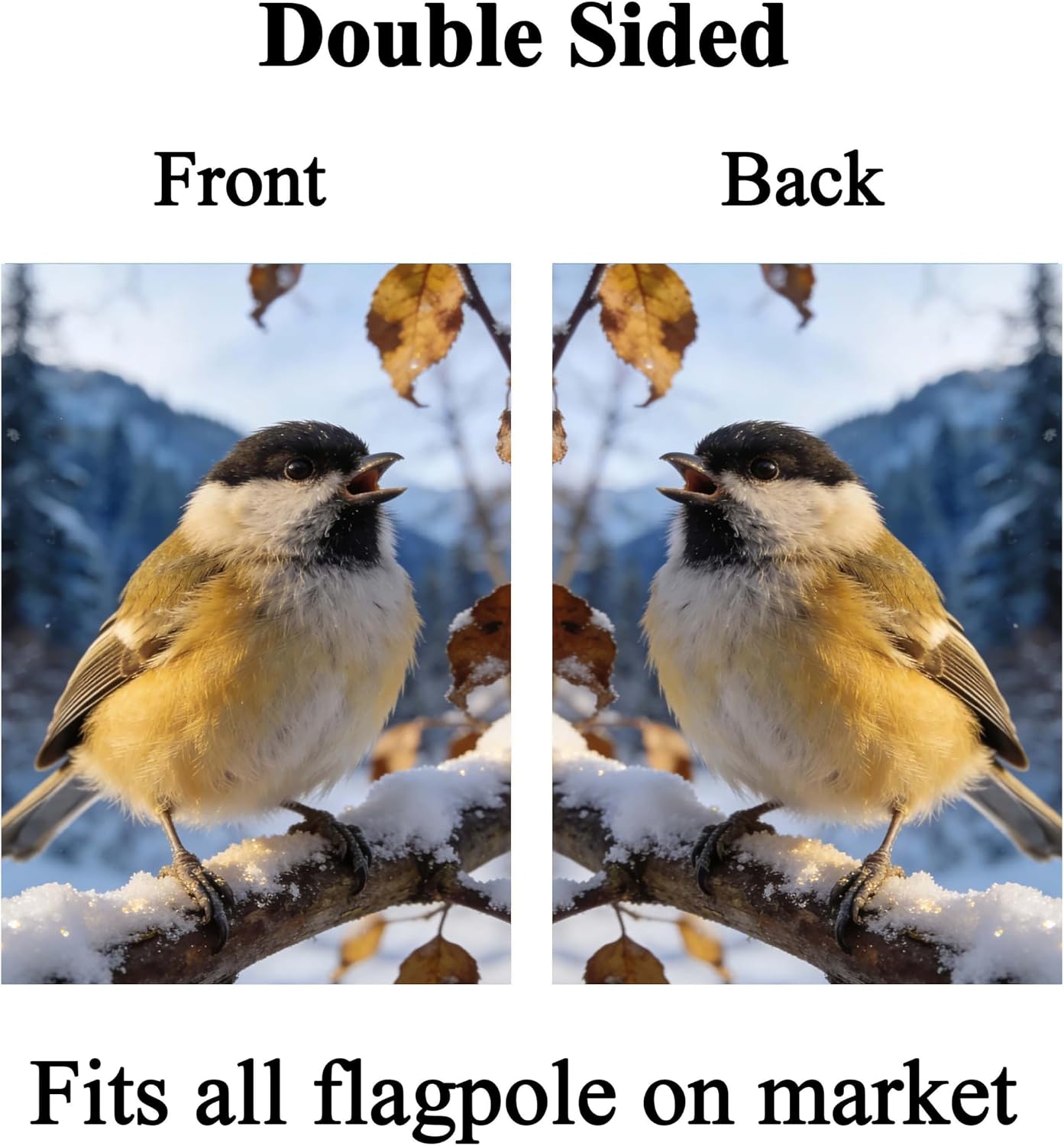 Winter Christmas Titmouse Birds Animal Tree Snow Seasonal House Flag 28" x 40" Double Sided Polyester Welcome Large Yard Garden Flag Banners for Patio Lawn Home Outdoor Decor