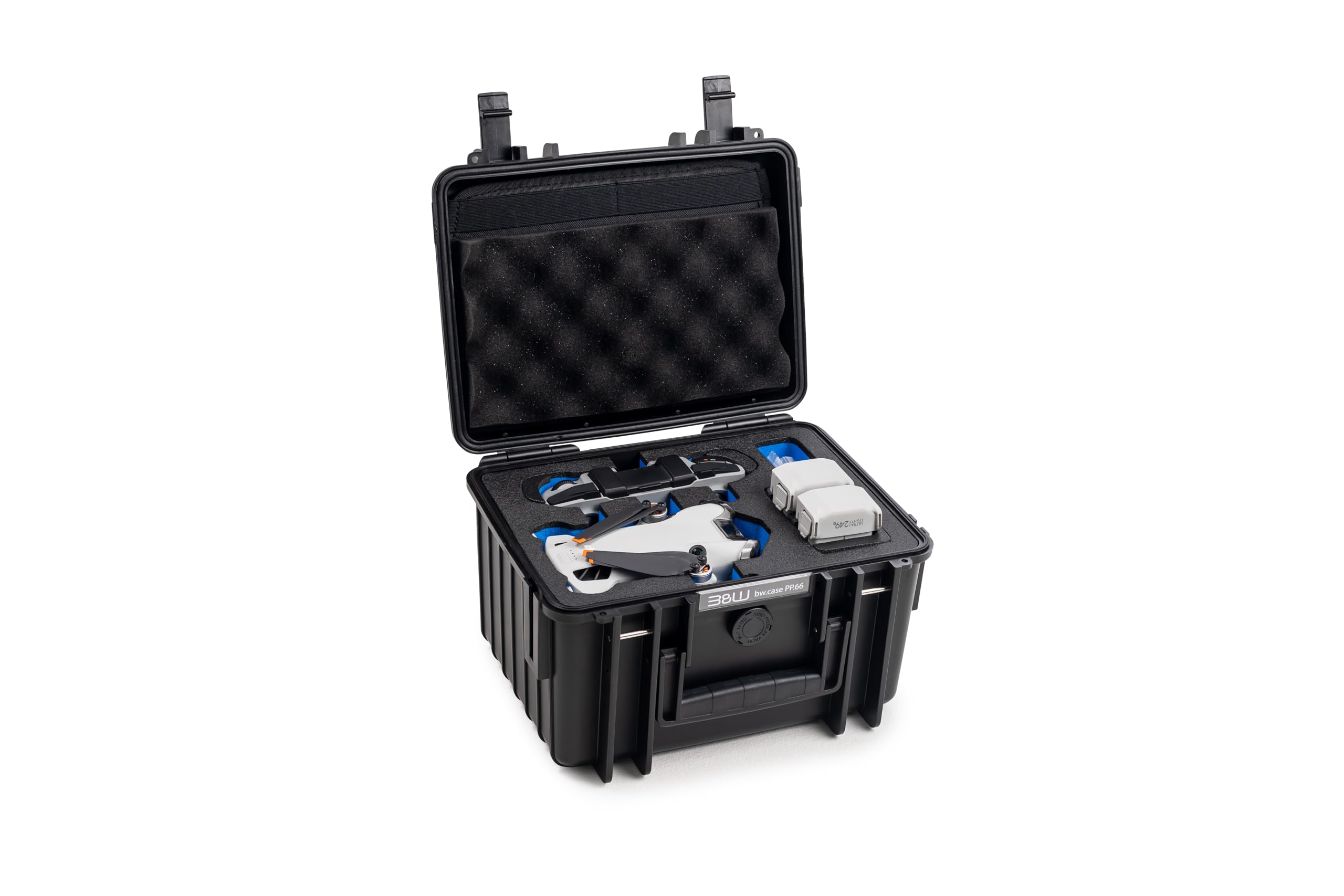 B&W Walizka transportowa do drona DJI Mini 4 Pro i Fly More Combo - typ 2000 czarna - wodoszczelna zgodnie z certyfikatem IP67, odporna na kurz, nietłukąca się i niezniszczalna