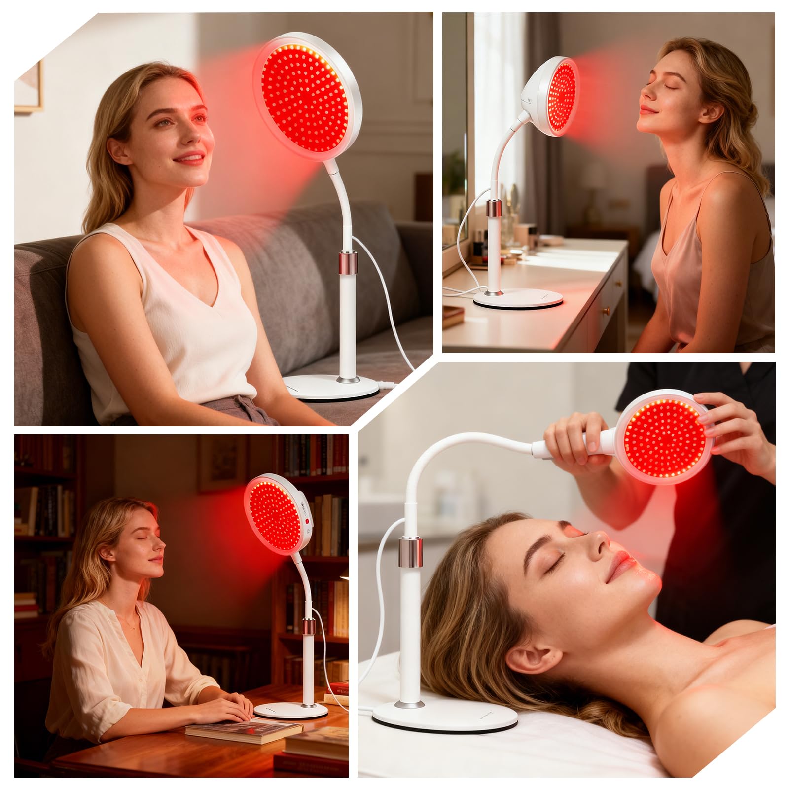 GBKDQQ Lampada a luce rossa 126 LED, lampada a infrarossi 850nm & 660nm con attacco, 5 livelli di luminosità & timer 5-30min, lampada a collo di cigno, luce rossa per viso e corpo per casa, ufficio