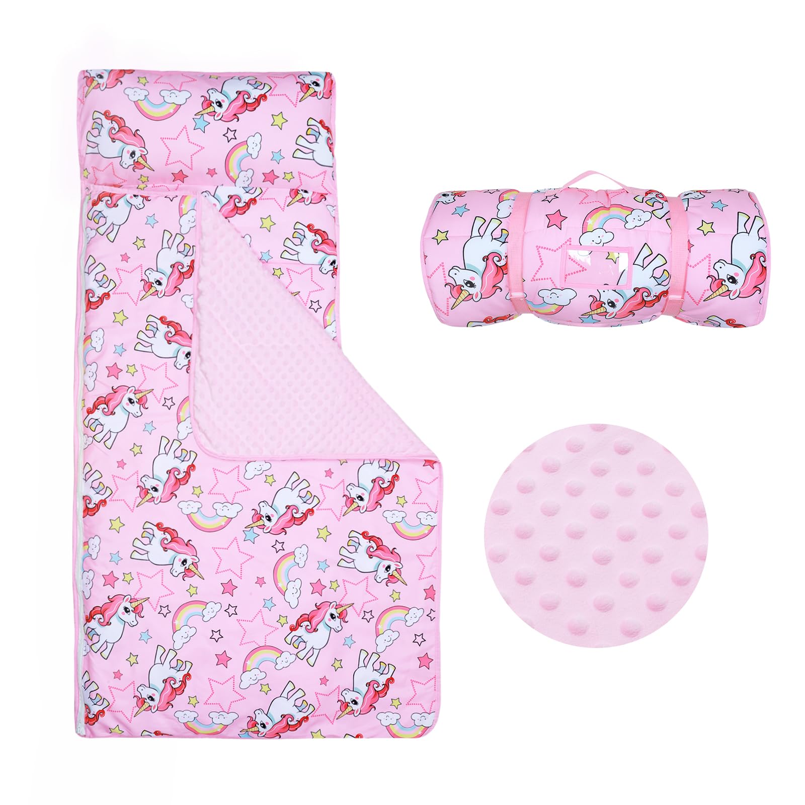 Nap Mat per Bambini con Cuscino e Coperta Rimovibili, Grande Extra Spesso 2 in 1 Sacco a Pelo Pieghevole per Ragazze Ragazzi, Nap Mats per Asilo Nido e Campeggio
