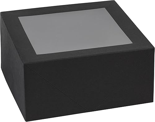 Miniatura 1 de Hammont Cajas cuadradas de primera calidad para panadería (paquete de 8)  Cajas negras de 6 x 6 x 3 pulgadas con ventana transparente  Cajas de
