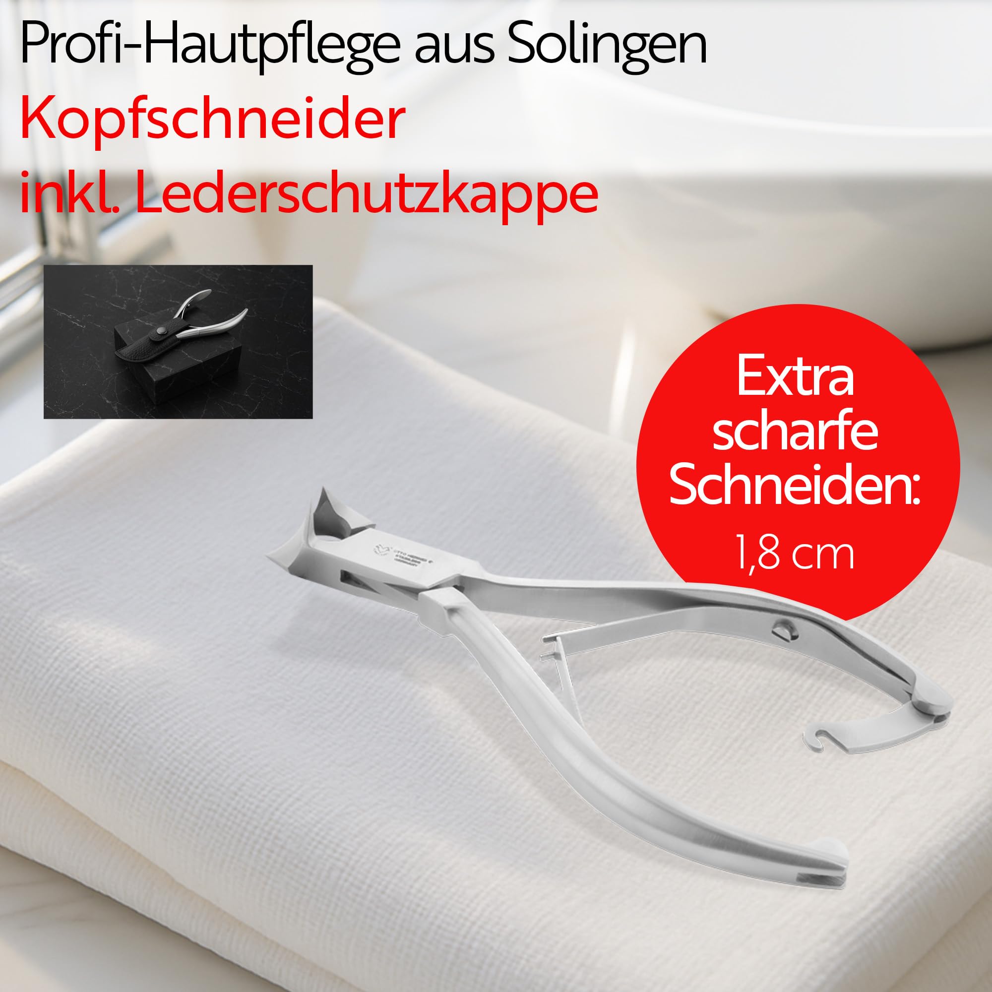 OTTO HERDER - Tagliapesta per unghie dei piedi, strumento per la cura dei piedi, in acciaio inox temprato, superficie di taglio 1,8 cm e doppie molle avvitate, 14cm, Argento