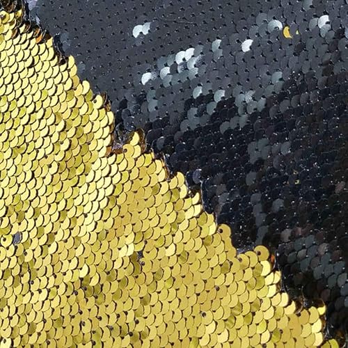 The Yard - Tela reversible de color negro a blanco brillante de malla brillante de 12 pies, tela de sirena brillante colorida de 4 yardas, tela de