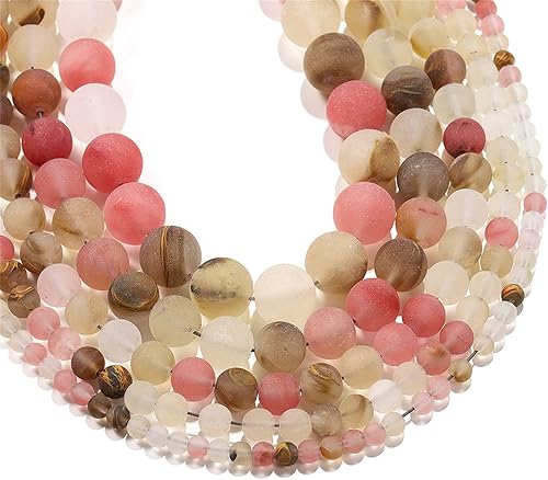 Cuentas de piedra de sandía mate natural de 0.157 pulgadas (0.157 in) de jaspe esmerilado, cuentas redondas sueltas de piedras preciosas para