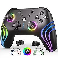 Vista 1 de SWANPOW Switch Controllers Compatible with SwitchLiteOLED, Wireless Switch Pro Controller with Full RGB Line Breathing LED, Programmable, 6-Axis