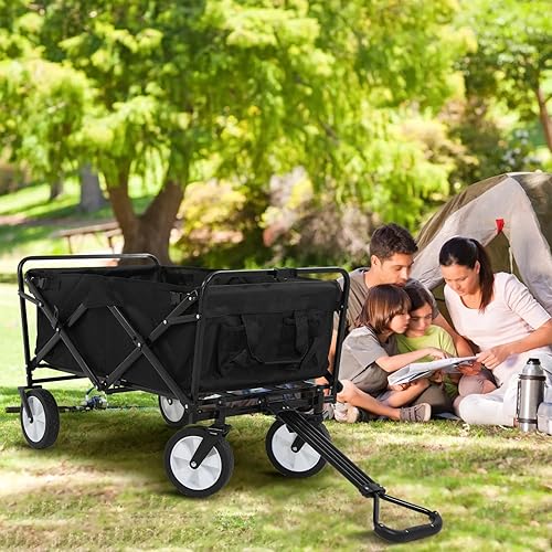 Miniatura 7 de Wagon - Carrito plegable con ruedas, carrito de jardín para la playa, comestibles, ruedas todo terreno para ir al parque comercial, picnic, viaje a