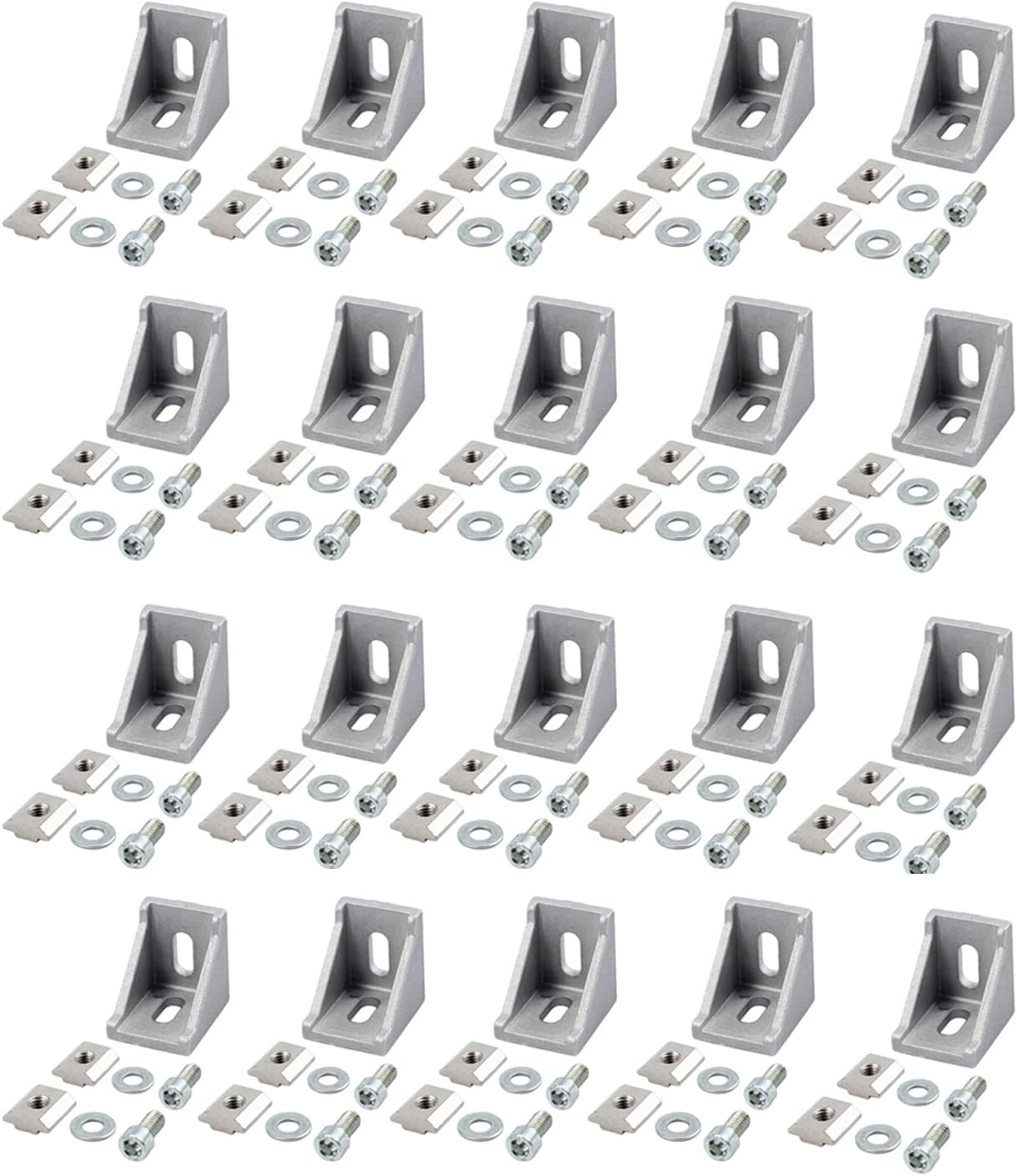 20 x Mounting Material Angle Aluminium Profile 20 x 20 Groove 6 Aluminium Angle Connector Corner Connector Wall Bracket 90 Degree Angle Grid for 3D Printers CNC Milling DIY Projects