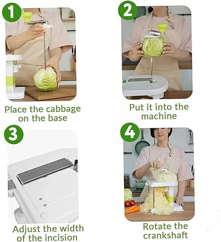 Miniatura 3 de Cortadora de repollo, trituradora de repollo, rebanadora de col giratoria para el hogar, trituradora de repollo ayudante de cocina con 3 cuchillas
