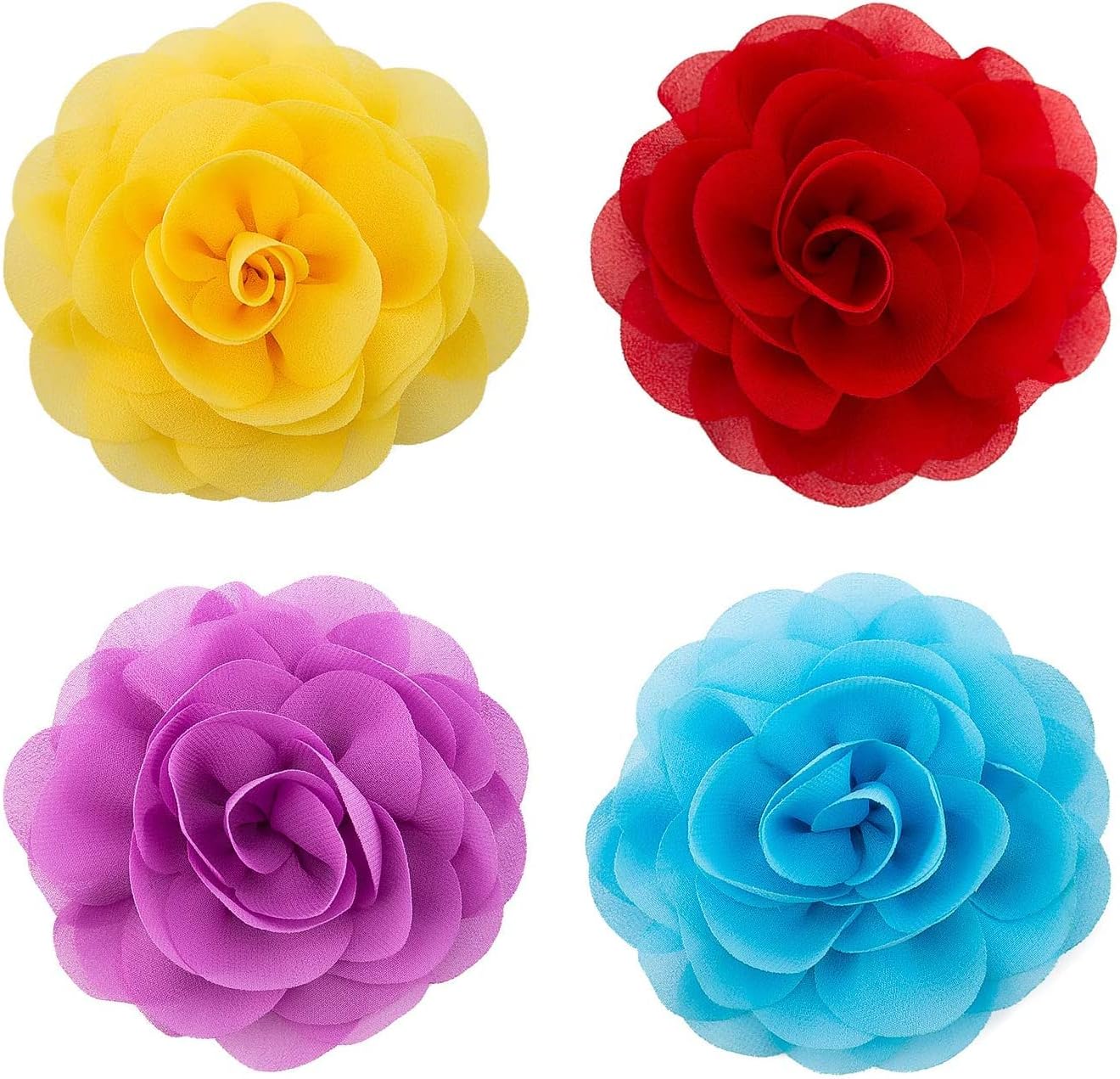 LUTER 4pcs Pet Collar Flowers Multicolored Dog Flower Tie&Bow Floral Collar Charms Accessories, Detachable Flower Embellishment for Cats, Dogs, Pets Supplies (8cm / 3.14inch)