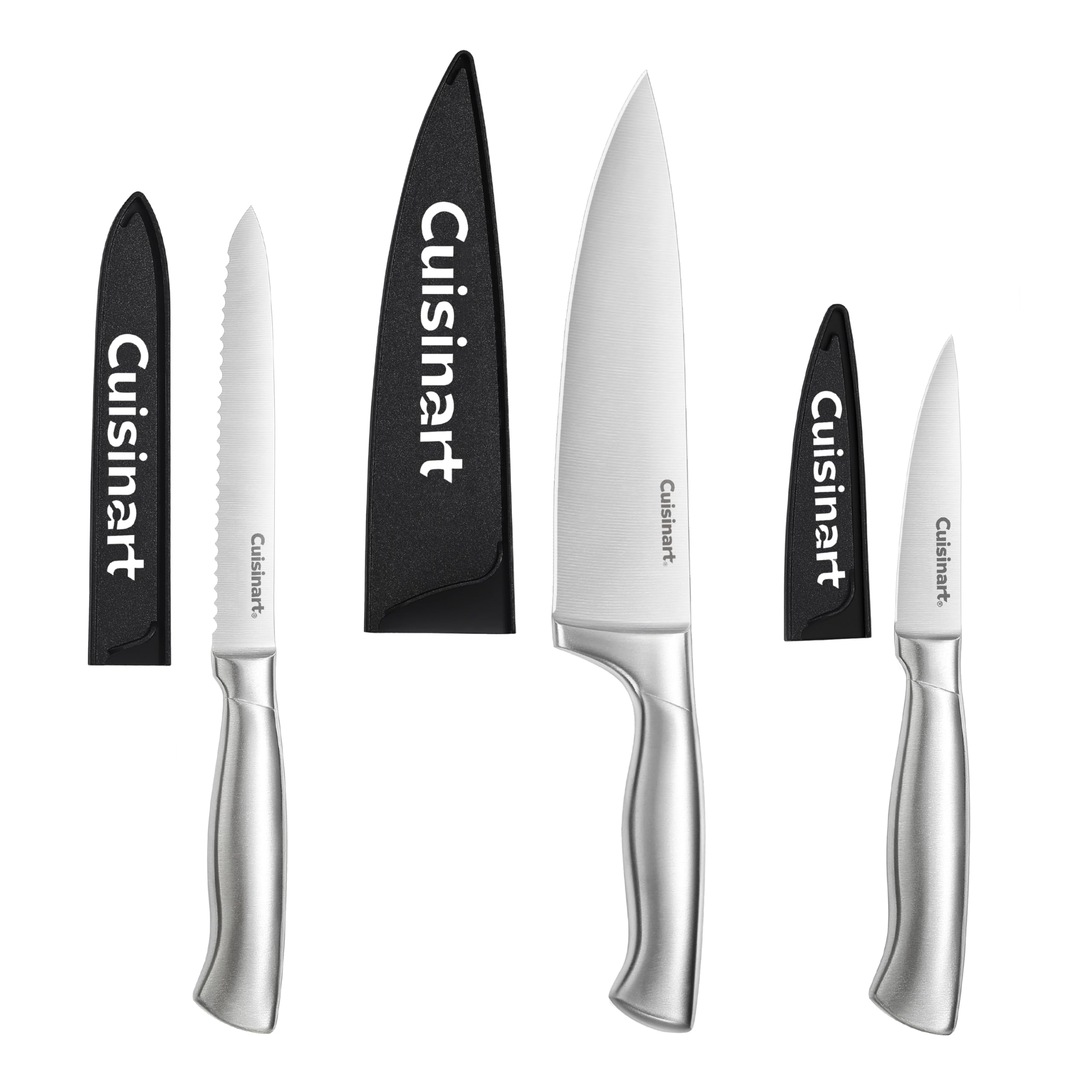 Cuisinart3-Piece Stainless Steel Knife Set, Includes 8" Chef Knife w/Guard, 5.5" Serrated Utility Knife, 3.5" Paring Knife
