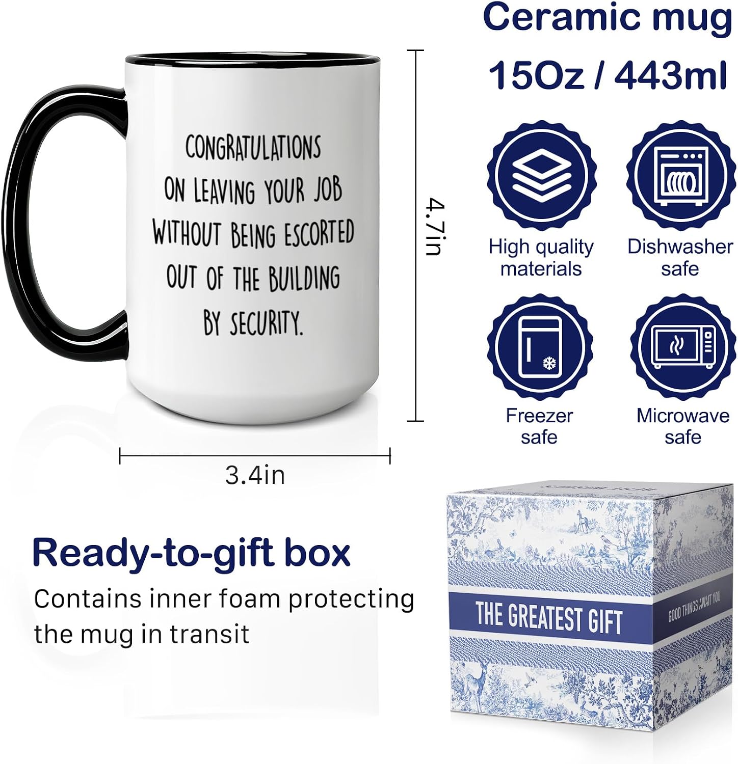 Retirement Mug Gift for Woman Men, Quitter I mean Happy retirement Mugs 2026, Unique Retired mug Gifts for Boss Manager Coworkers, Funny work retired Coffee mugs(15oz)-27