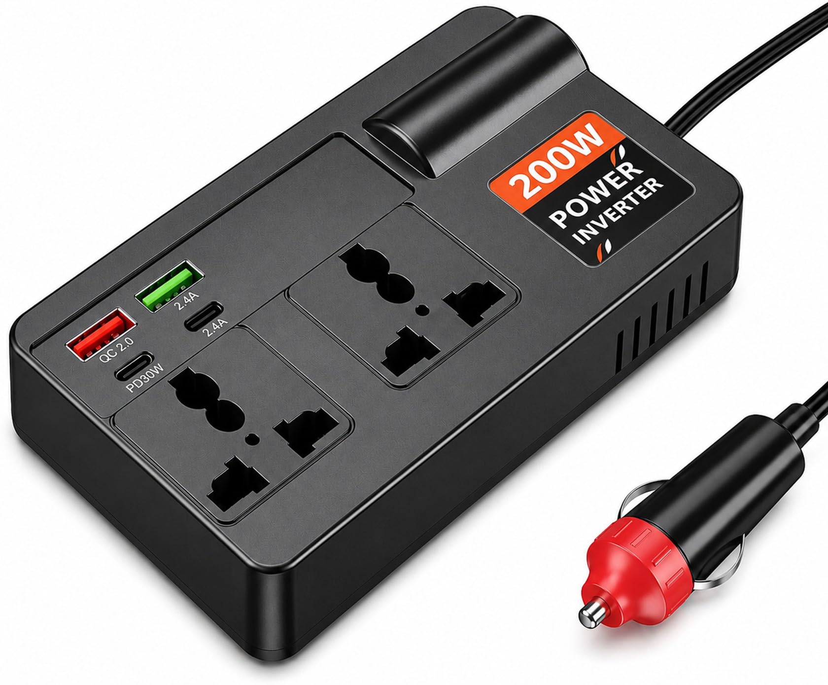 Fire turtle 200W Car Power Inverter, DC 12V to AC 220V/230V Converter, Dual Universal AC Sockets, USB-C PD 30W, QC3.0 18W Fast Charge, Dual 2.4A USB Ports, Car Charger Adapter for Laptop, Mobile-image-22