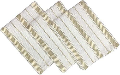 Miniatura 7 de Juego de 3 toallas de cocina de algodón con cadena a rayas, 100% algodón hilado en anillo, multiusos, súper suaves, absorbentes, paños de cocina,