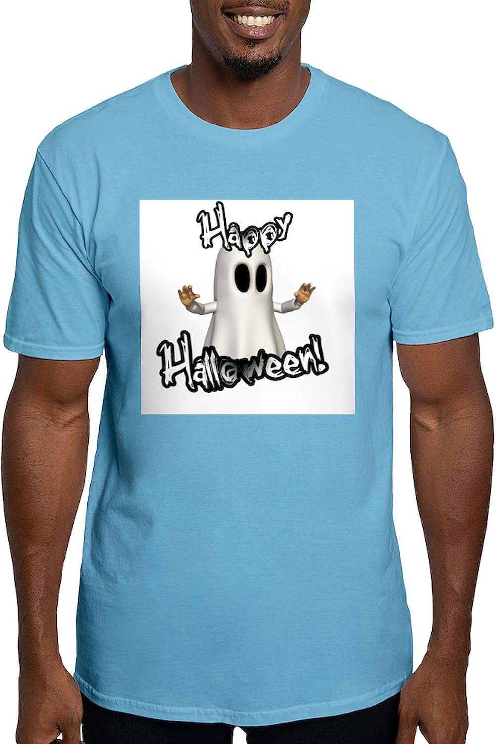 CafePress Ghostly Halloween Fitted T Shirt Men's Semi-Fitted Classic Cotton T-Shirt