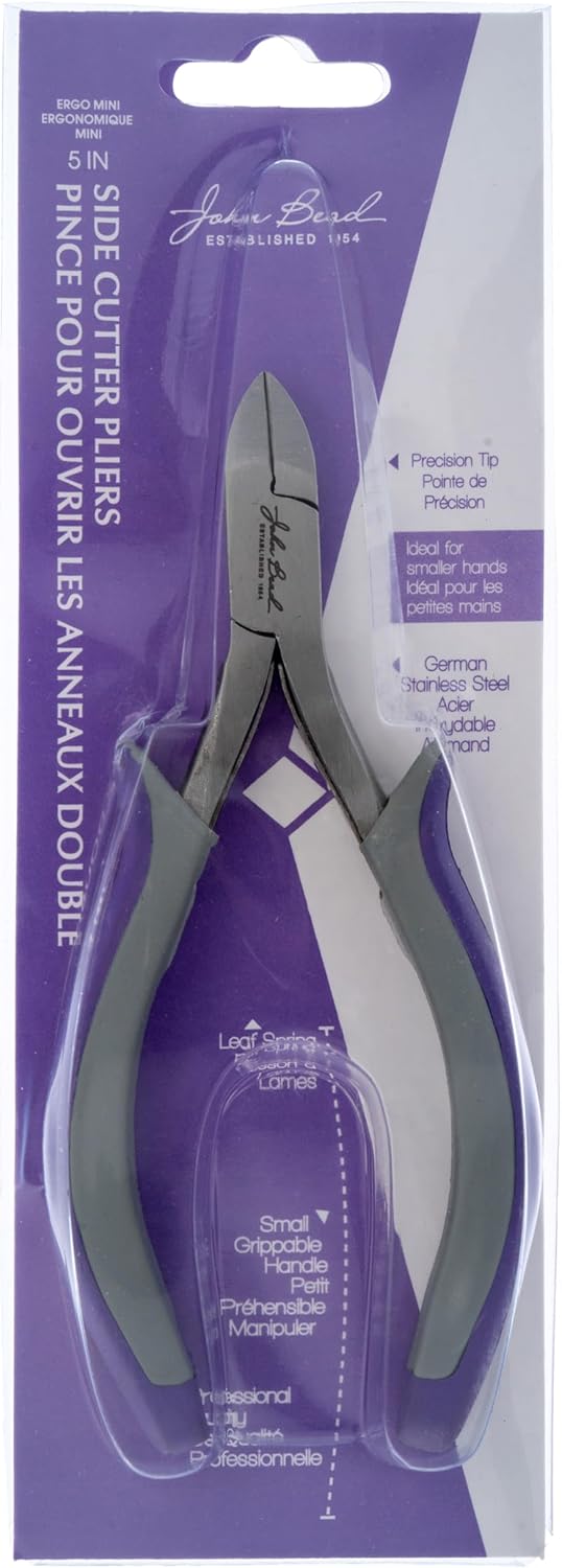 John Bead Ergo Minis 5in Side Cutter Pliers | Multi Purpose Tool | Jewelry Tool | Stainless Steel
