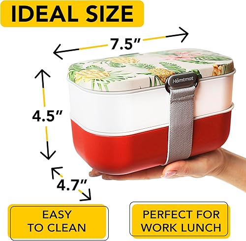 Miniatura 4 de Lonchera Bento apilable aislada para adultos con palillos reutilizables, lonchera japonesa apta para microondas y a prueba de fugas, para hombres y