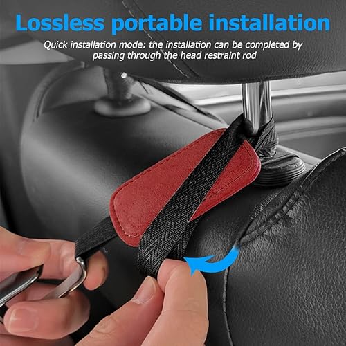 Miniatura 5 de AUCELI Gancho de gamuza para reposacabezas de asiento de automóvil paquete de 2 ganchos para respaldo de asiento de automóvil organizador de