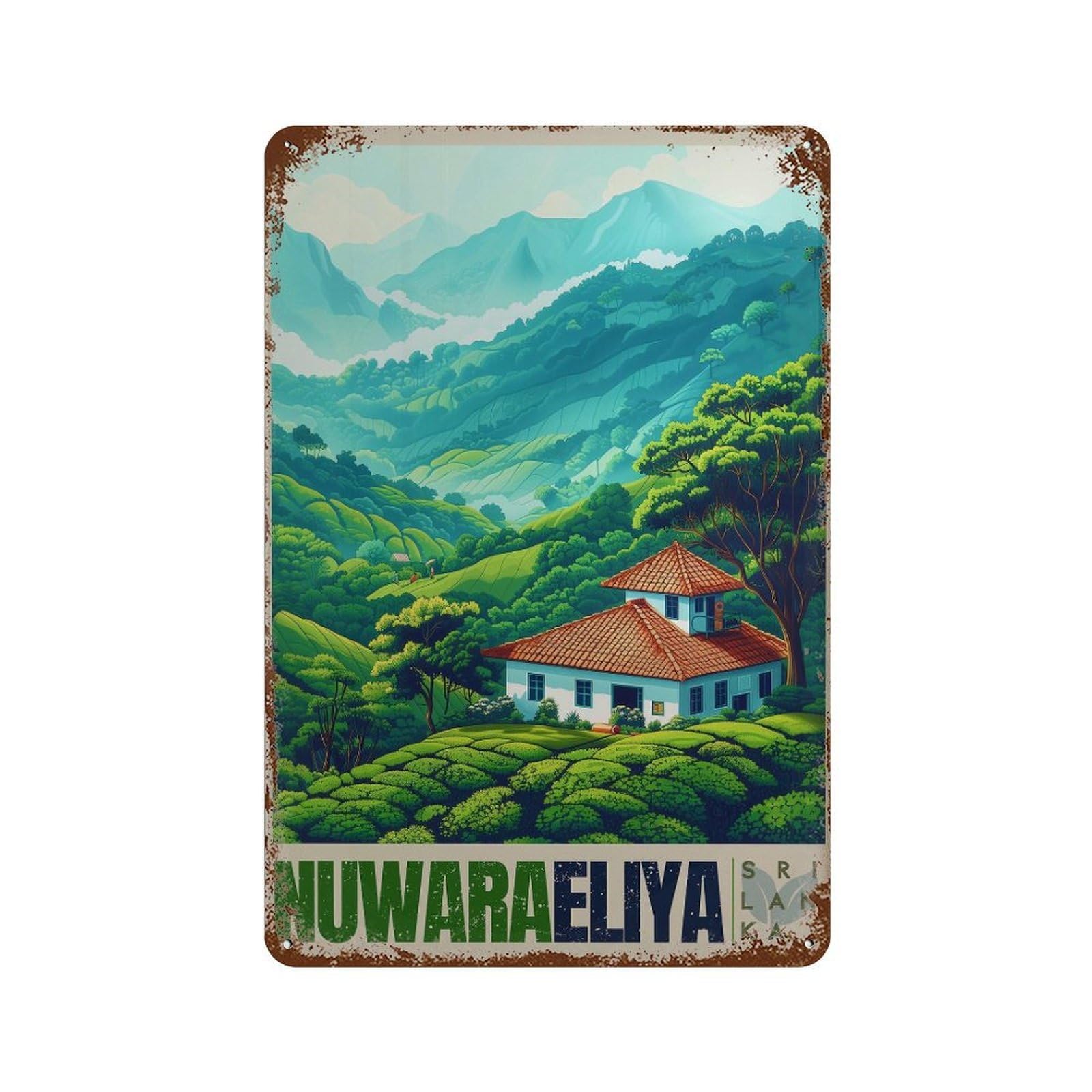 xiaoxiaoshen Nuwara Eliya Travel Pedro Tea Estate Sri Lanka Home & Office Decor Wall Decor Art Metal Tin Poster Modern Home Decor Art Home Bar Shop Decorations Vintage Sign 30x20cm